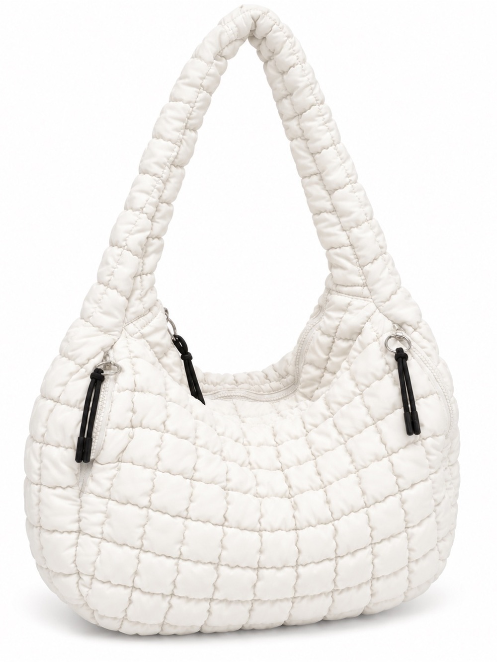 Free People White Quilted Puffy Shoulder Bag